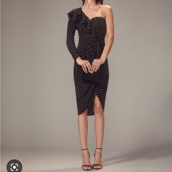 Veronica Beard Leona One Shoulder Polka Dot Dress - Picture 1 of 9